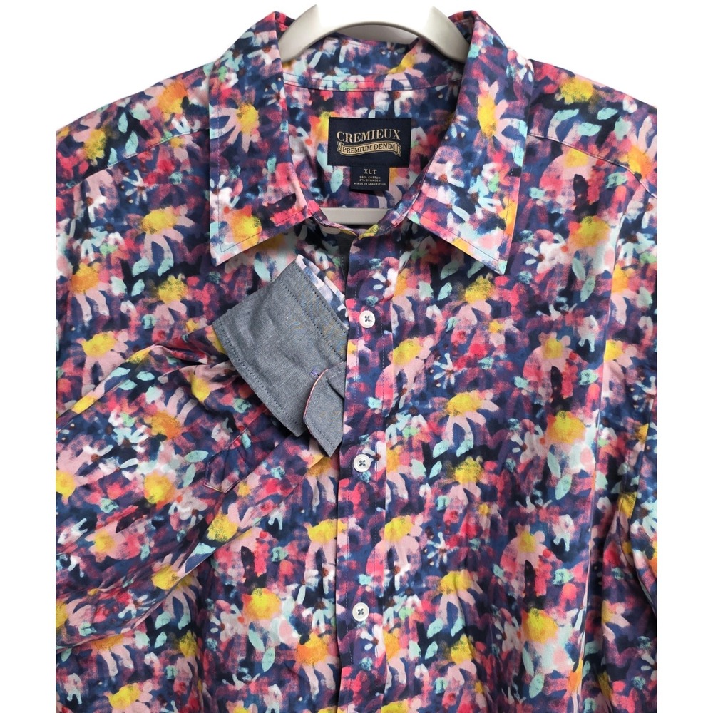 Cremieux Premium Denim Mens XLT Floral Abstract Button Down Shirt Multi-Color
